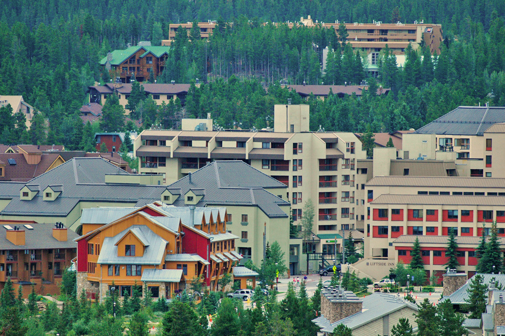 Village at Breckenridge - aerial view of condos near the base of Peak 9, including Liftside Condos