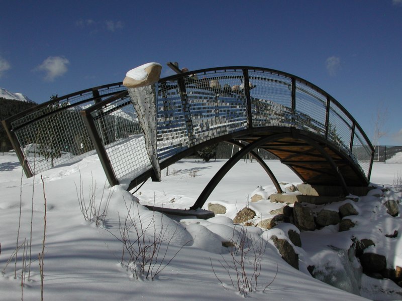 Colorado River Rock Bridge, a public art installation near the rec center.