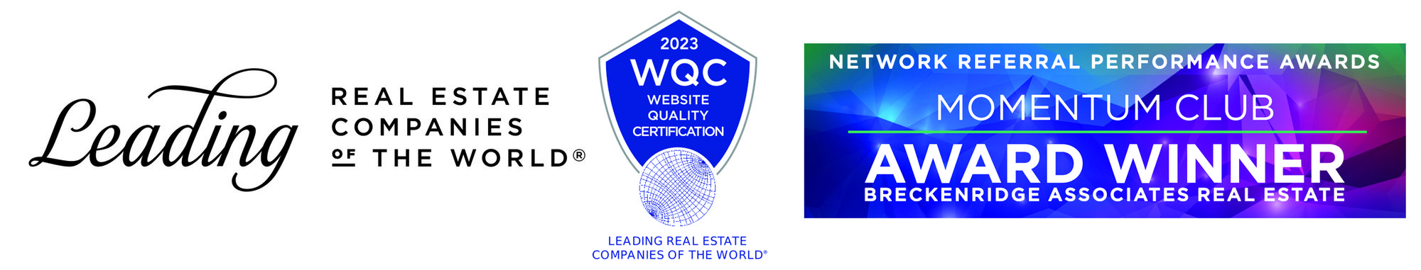 Leading Real Estate Companies of the World Logos and Awards for Breckenridge Associates Real Estate in Breckenridge, CO