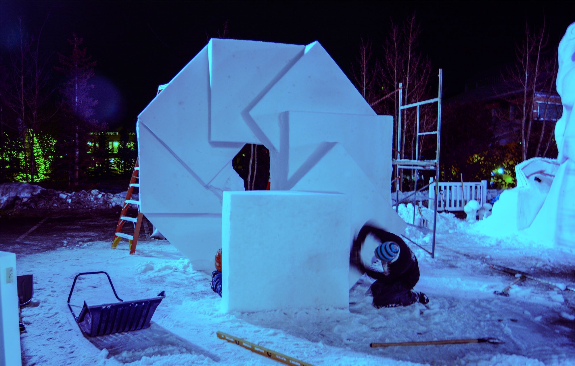 Snow Sculpture clean cubes from Breckenridge International Snow Sculpture Championships 2015