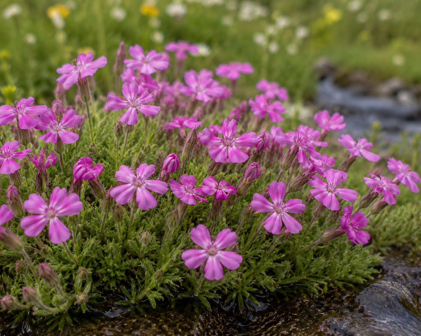 Moss Campion Little Pink WIldflowers on Trail in Breckenridge