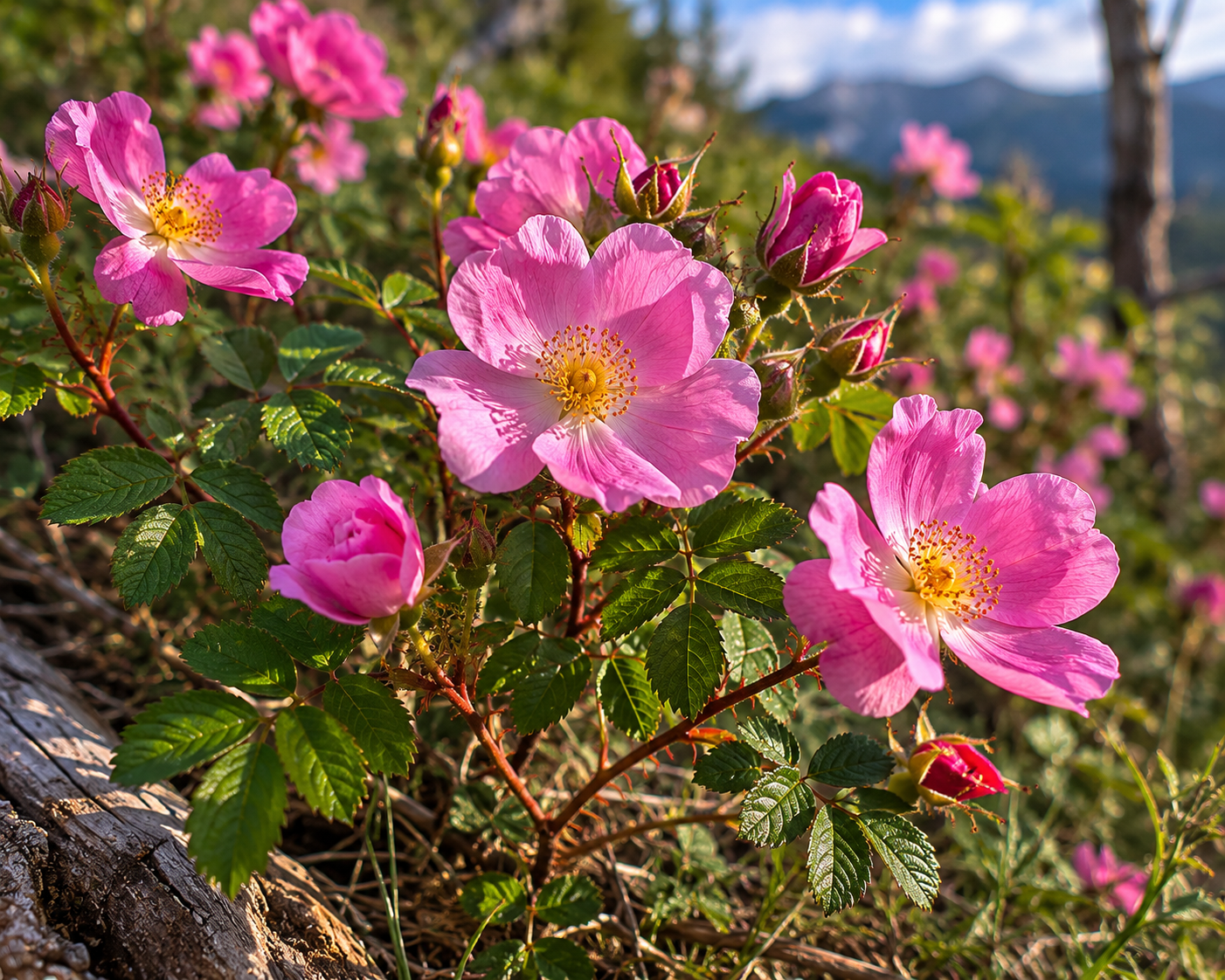 Wild Pink Roses on Colorado Hiking Trail