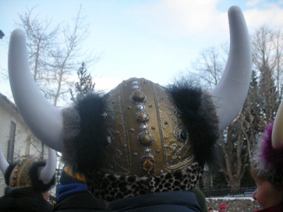 Ullr costumes and many horned hats show up on Main Street Breckenridge every January